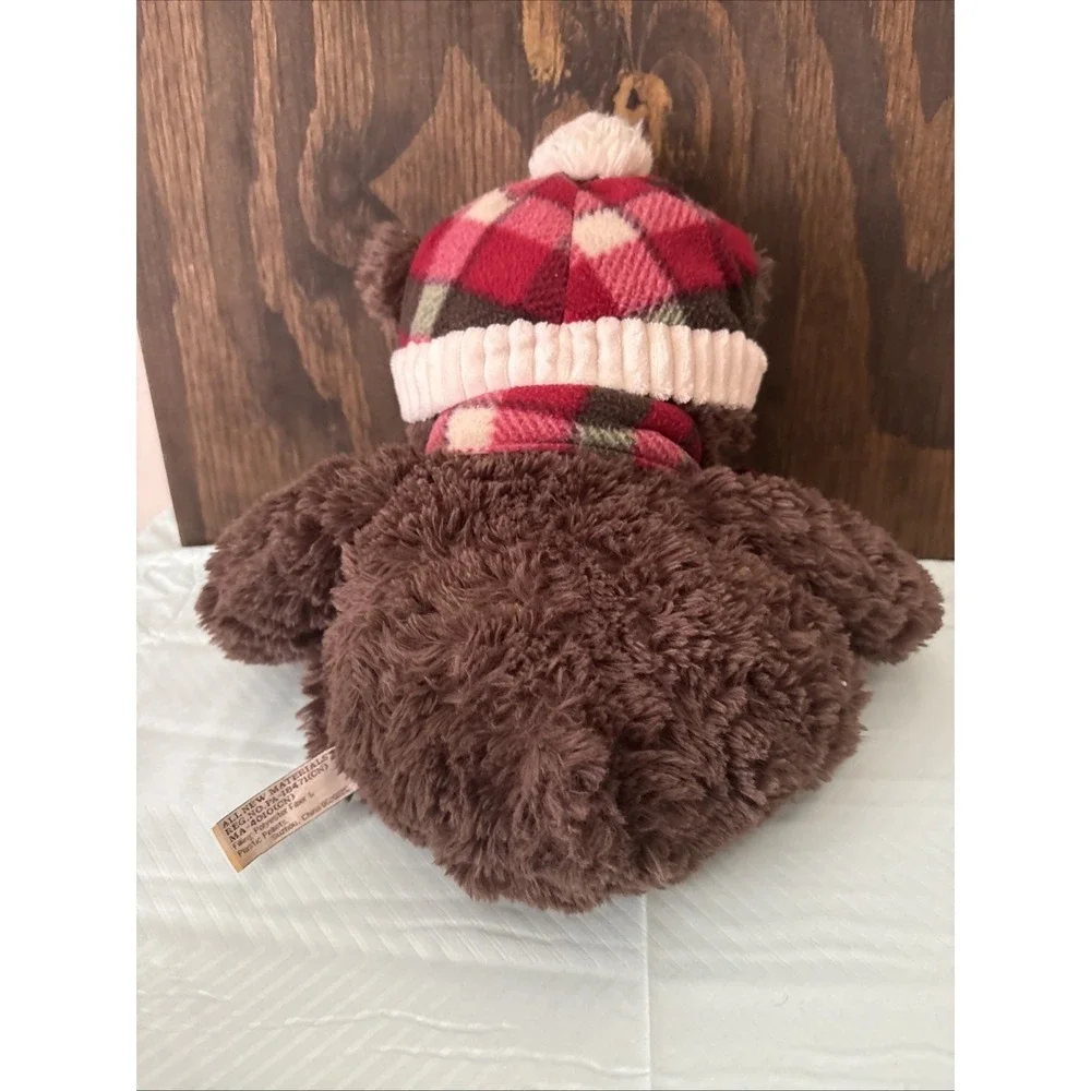GT Gentle Treasures Stuffed Brown Bear Plush Winter Plaid Scarf and Hat Cozy 18
